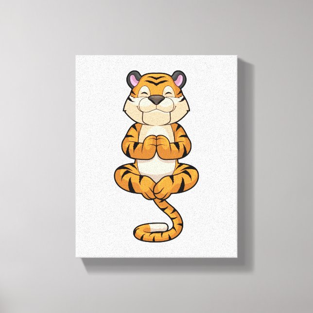 Tiger at Yoga Fitness Canvas Print (Front)
