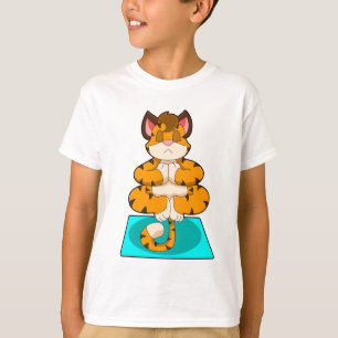 Tiger at Yoga on Yoga mat T-Shirt