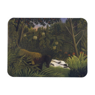 Tiger Attacking a Horse and a Sleeping Black Man ( Magnet