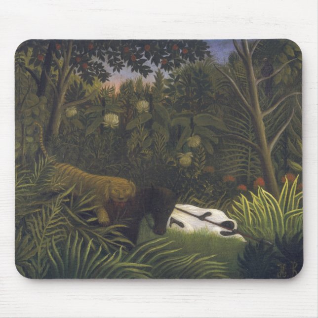 Tiger Attacking a Horse and a Sleeping Black Man ( Mouse Pad (Front)