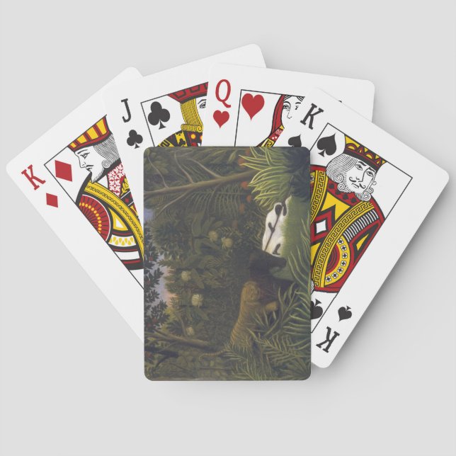 Tiger Attacking a Horse and a Sleeping Black Man ( Playing Cards (Back)
