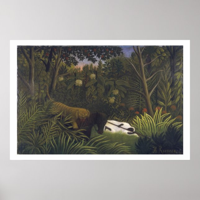 Tiger Attacking a Horse and a Sleeping Black Man ( Poster (Front)