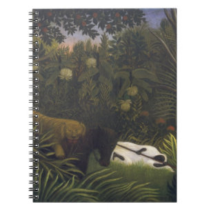 Tiger Attacking a Horse and a Sleeping Black Man ( Spiral Notebook