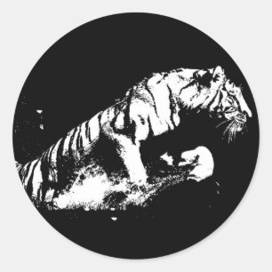 Tiger Attacking Classic Round Sticker