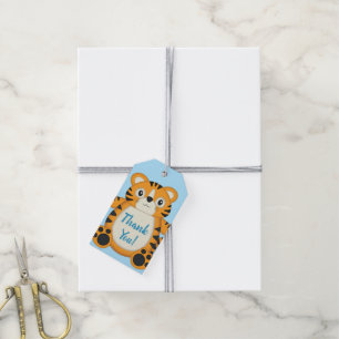 Tiger Baby Shower Blue Gift Tags