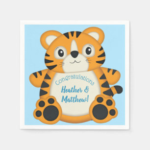 Tiger Baby Shower Blue Napkin