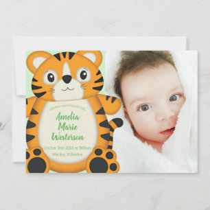 Tiger Baby Shower Green Invitation