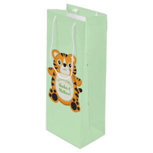 Tiger Baby Shower Green Wine Gift Bag