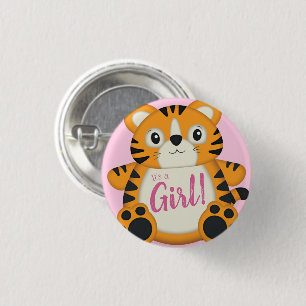 Tiger Baby Shower Pink 3 Cm Round Badge