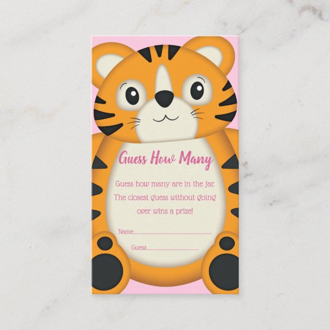 Tiger Baby Shower Pink Enclosure Card (Front)