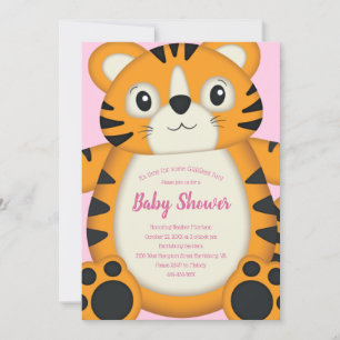 Tiger Baby Shower Pink Invitation