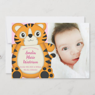 Tiger Baby Shower Pink Invitation