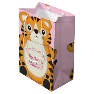 Tiger Baby Shower Pink Medium Gift Bag