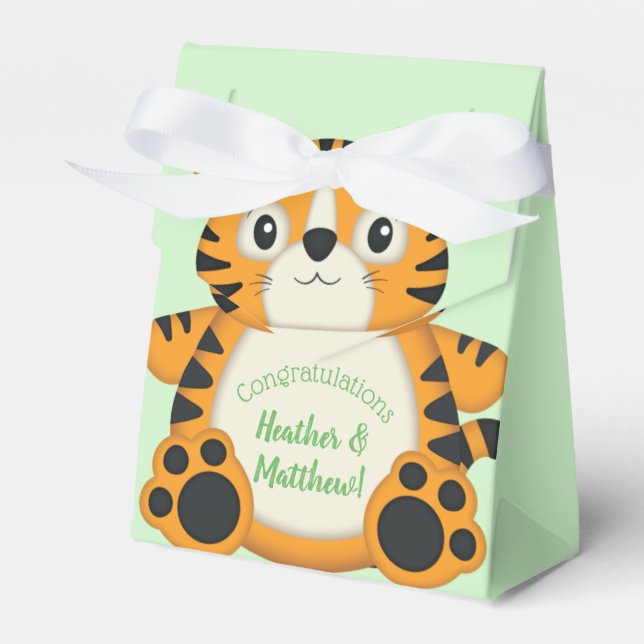 Tiger Baby Shower Safari Favour Box (Front Side)
