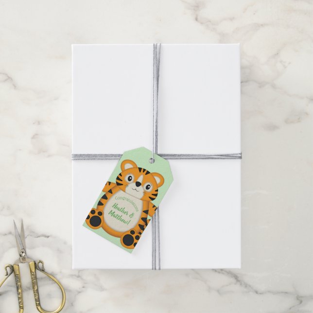 Tiger Baby Shower Safari Gift Tags (With Twine)