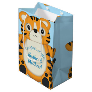 Tiger Baby Shower Safari Medium Gift Bag