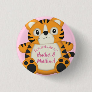 Tiger Baby Shower Safari Pink Girl 3 Cm Round Badge