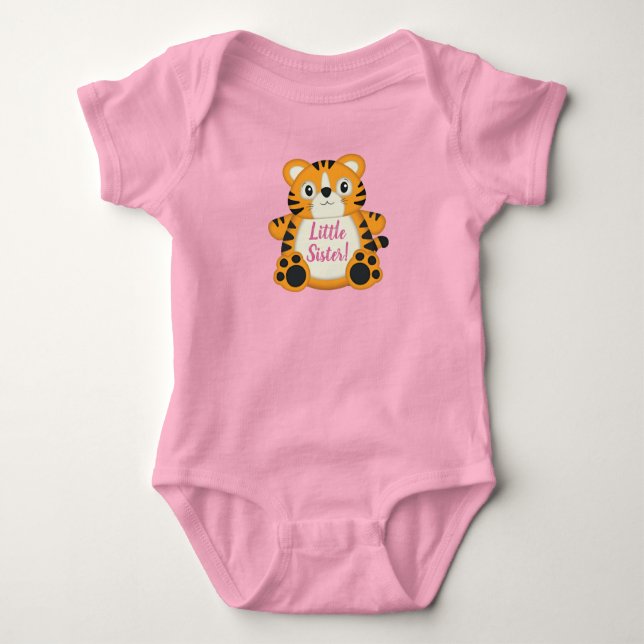 Tiger Baby Shower Safari Pink Girl Baby Bodysuit (Front)