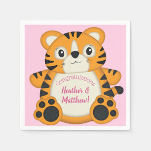 Tiger Baby Shower Safari Pink Girl Napkin