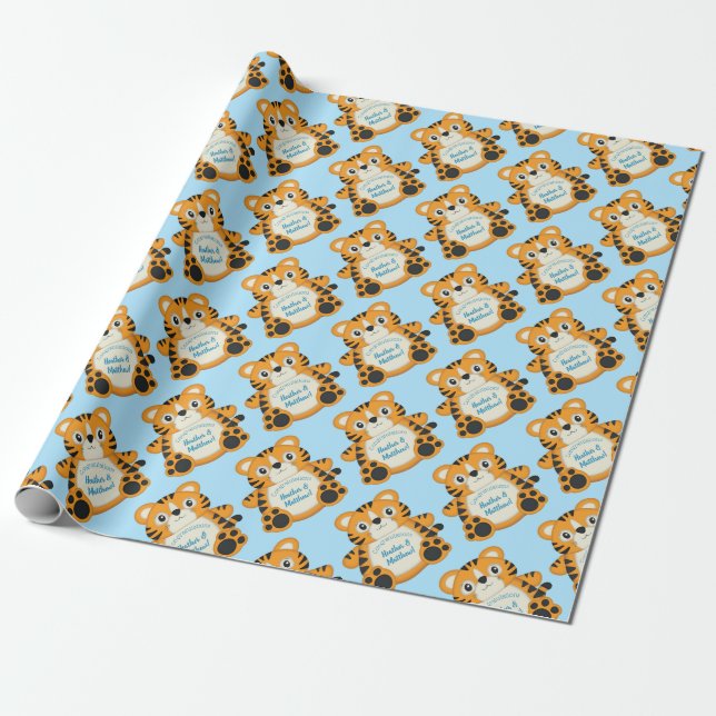 Tiger Baby Shower Wrapping Paper (Unrolled)