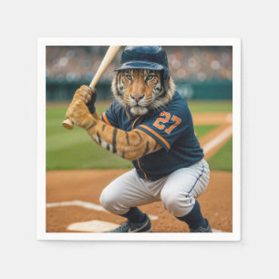 Tiger Baseball Player #27 Up To Bat Napkin