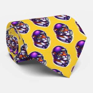 Tiger Bengal Mascot With Football Helmet Tie