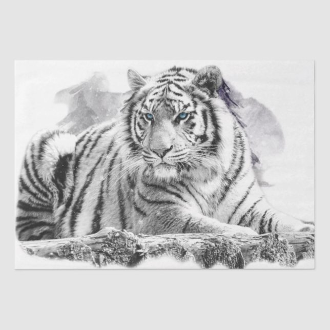 Tiger Bengal White Snow Tissue Paper (Front)
