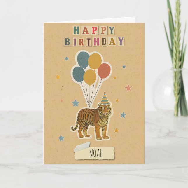 Tiger Birthday Card – Personalised Name (Front)