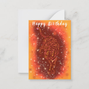 Tiger Birthday Card Running In Starry Night