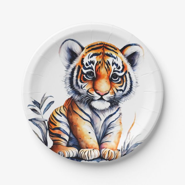 Tiger Birthday Celebration Paper Plate (Front)