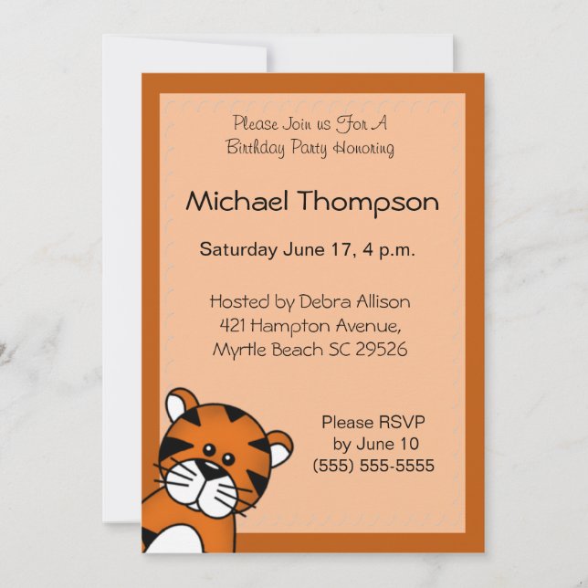 Tiger Birthday Invitation (Front)