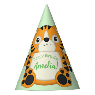 Tiger Birthday Party Green Hat