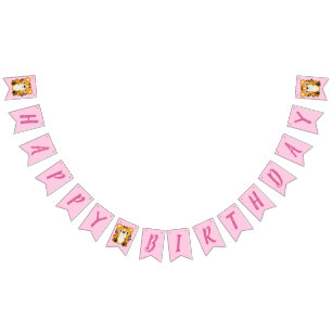 Tiger Birthday Party Pink Bunting