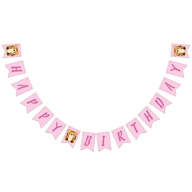 Tiger Birthday Party Pink Bunting (All)
