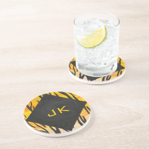 Tiger Black and Orange Print Coaster