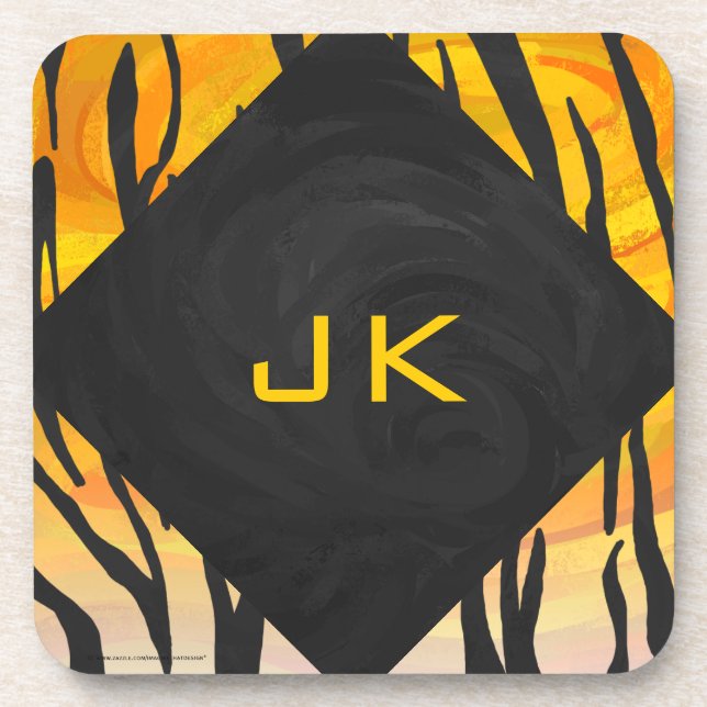 Tiger Black and Orange Print Coaster (Front)