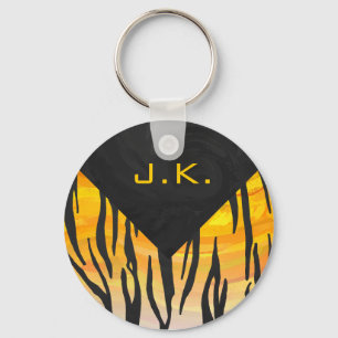 Tiger Black and Orange Print Key Ring