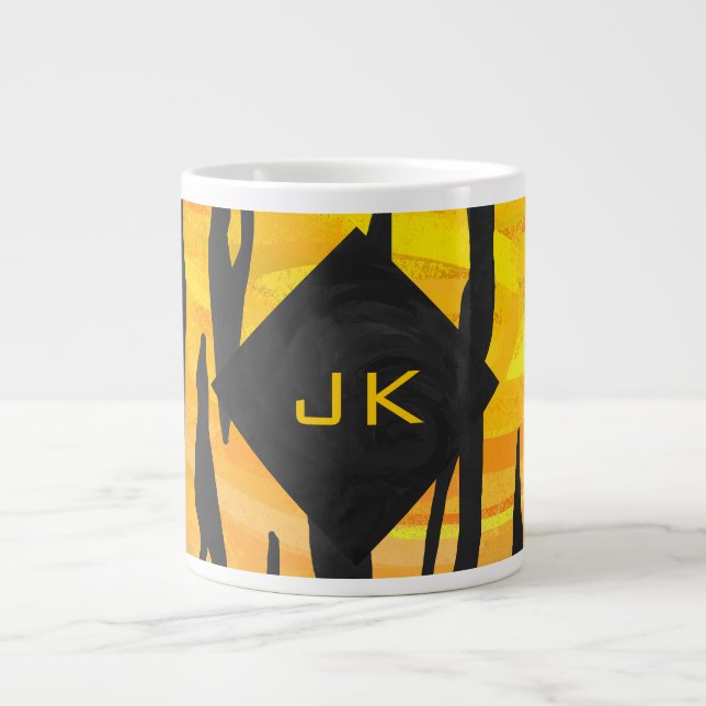 Tiger Black and Orange Print Large Coffee Mug (Front)