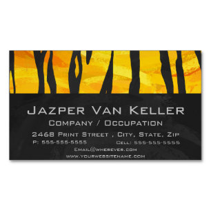 Tiger Black and Orange Print Magnetic Business Card