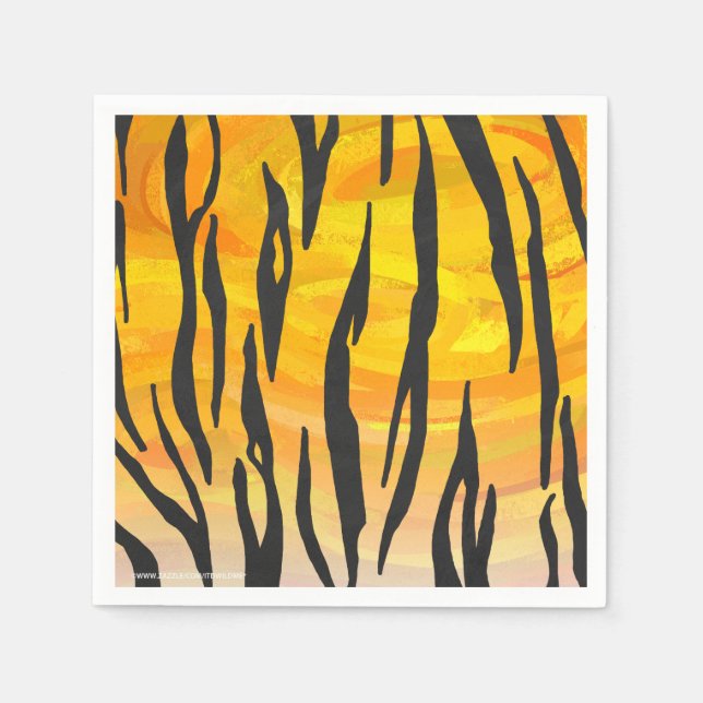 Tiger Black and Orange Print Napkin (Front)