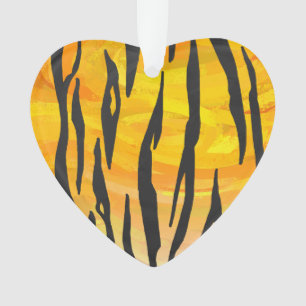 Tiger Black and Orange Print Ornament