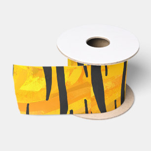 Tiger Black and Orange Print Satin Ribbon