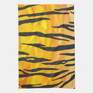 Tiger Black and Orange Print Tea Towel