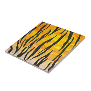 Tiger Black and Orange Print Tile