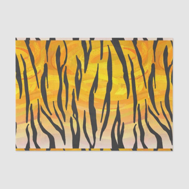 Tiger Black and Orange Print Tissue Paper (Front)