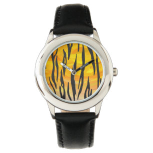 Tiger Black and Orange Print Watch