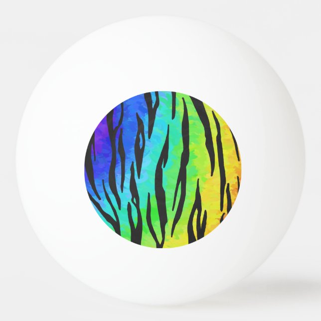 Tiger Black and Rainbow Gifts Ping Pong Ball (Front)