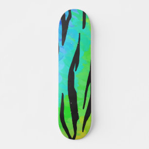 Tiger Black and Rainbow Print Skateboard