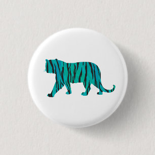 Tiger Black and Teal Print 3 Cm Round Badge
