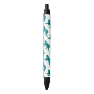 Tiger Black and Teal Print Black Ink Pen
